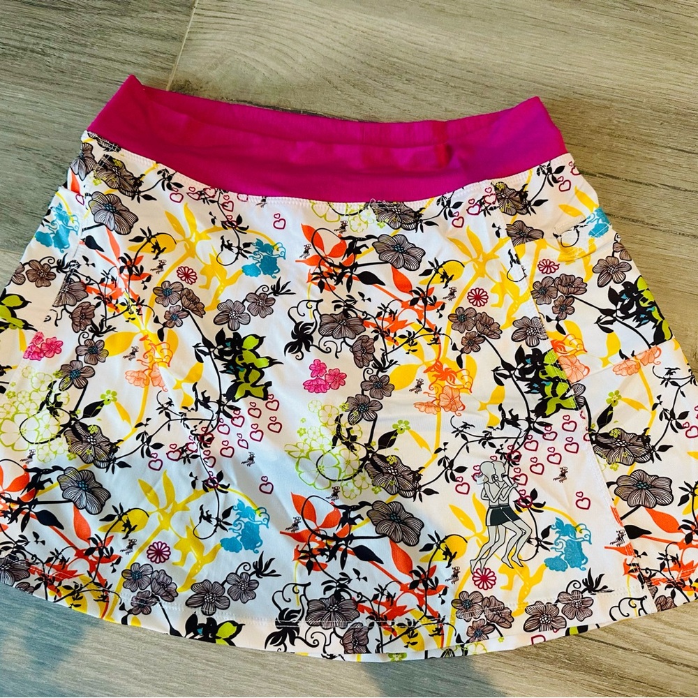 Running Skirts Pink Floral Skirt w Briefs Size 3 Medium Pickleball Golf